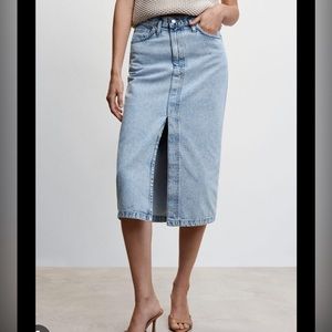Mango denim midi skirt